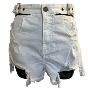 Loverly Fit High Waist White Distressed Cutout Shorts NWT S